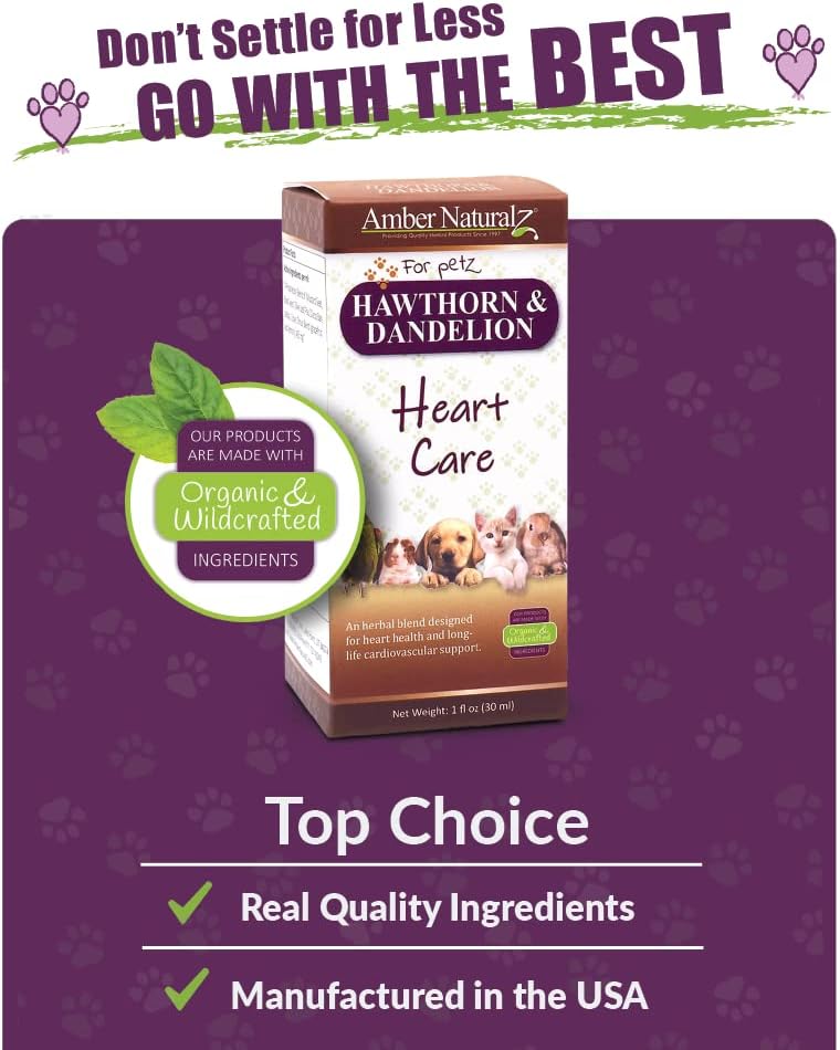 Amber NaturalZ Hawthorn & Dandelion Herbal Supplement for Dogs, Cats, Birds, Rabbits, and Guinea Pigs | Supports Heart Health, Circulation, and Fluid Balance | Natural Cardiovascular Care 6