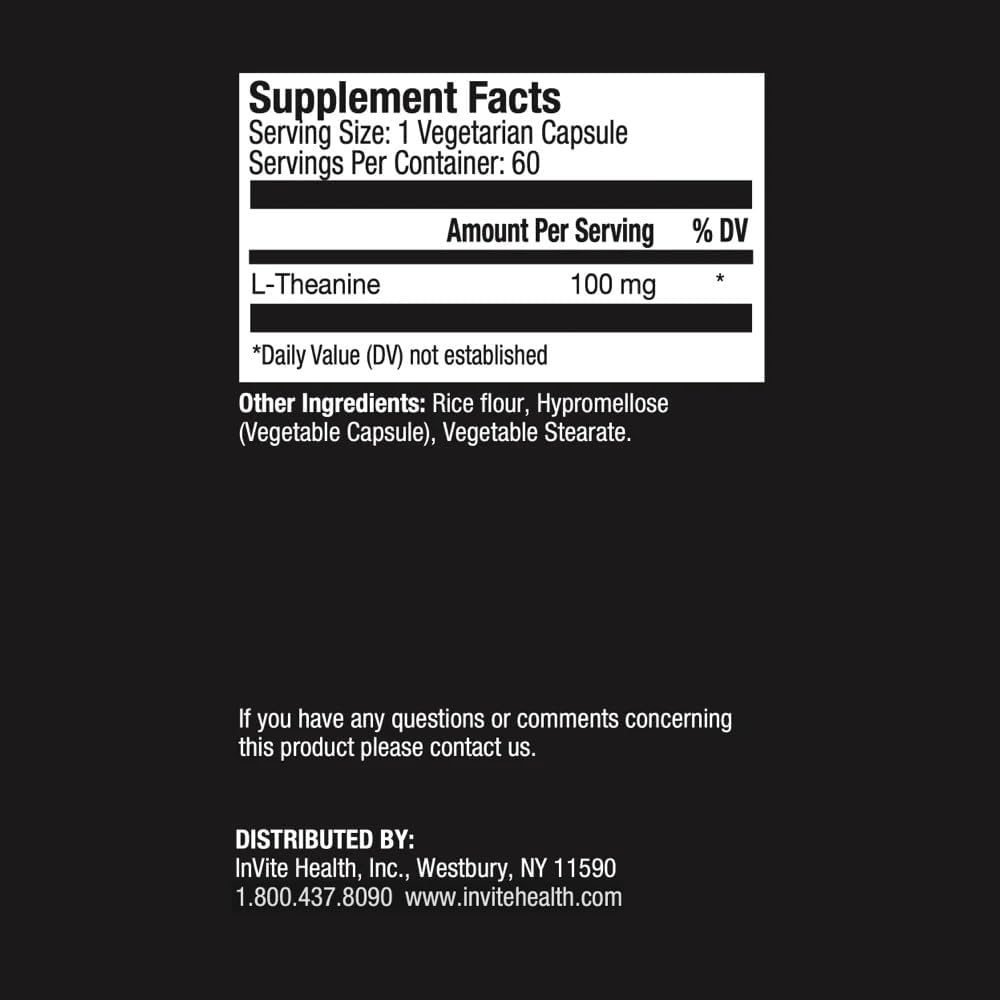 Invite Health L-Theanine - Support for Stress and Relaxation - 60 Vegetarian Capsules - 30 Day Supply 2
