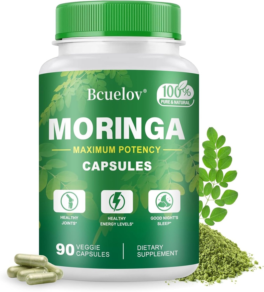 Moringa Capsules | 800mg Pure Moringa Powder Capsules – Supports Energy, Skin & Gut Health, Immune System – Green Superfood with Vitamins & Amino Acids (90 Caps) 2
