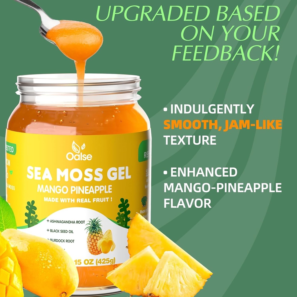 18.5 OZ Sea Moss Gel Strawberry Flavor - Natural Seamoss Gel with 92 Minerals and Vitamins - Non-GMO, Gluten-Free, Vegan - Immune Support 4