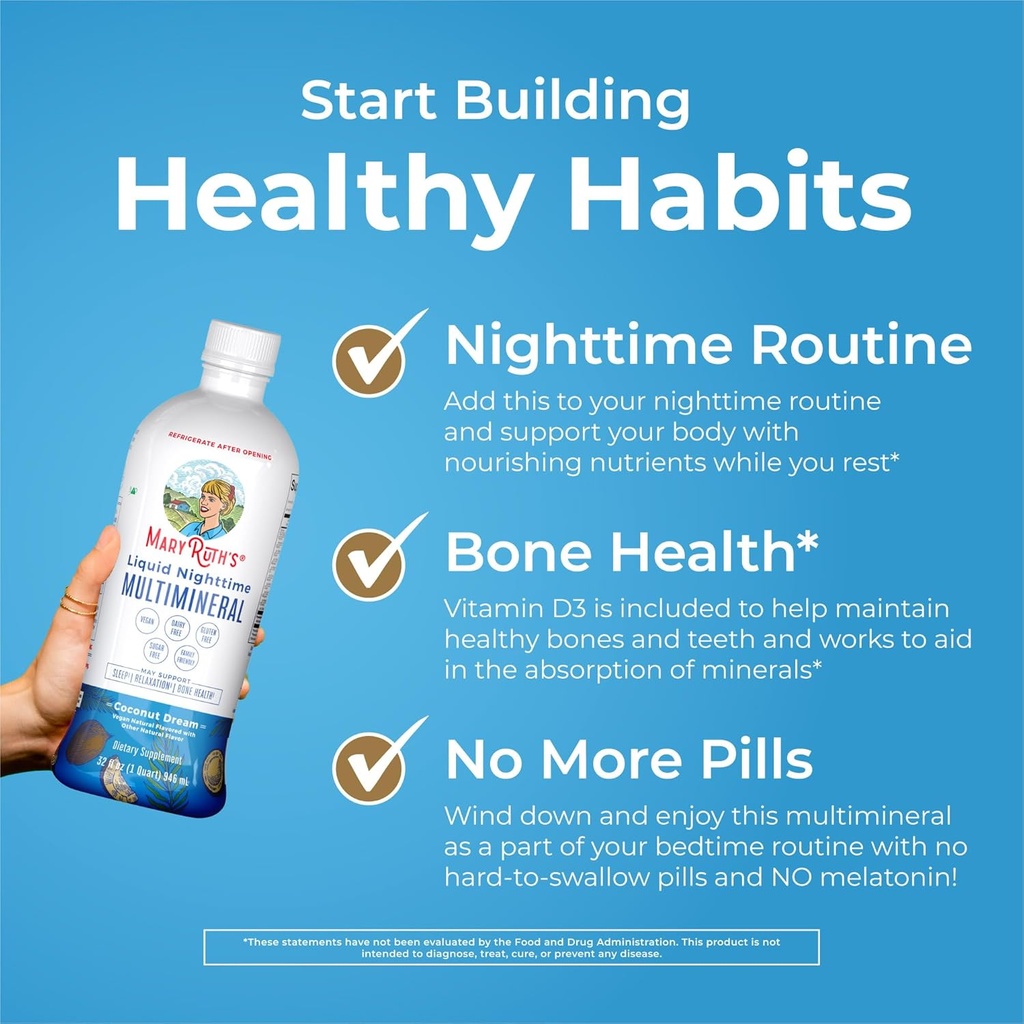 MaryRuth's Women's Multivitamin + Hair Growth Liposomal (Peach) & Liquid Nighttime Multimineral (Coconut, 15oz) | Clean Label Project Verified® | Vegan | Beauty, Bedtime Routine, & Overall Health 4