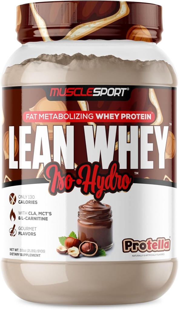 Musclesport Lean Whey Revolution™ Protein Powder - Whey Protein Isolate - Low Calorie, Low Carb, Low Fat, Incredible Flavors - 25g Protein per Scoop - 2lb Protella 2