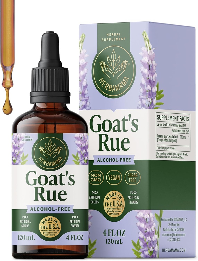HERBAMAMA Goat's Rue Tincture - Vegan Lactation Support with Galega Officinalis Extract - Breastfeeding Support Drops - Non-GMO, Alcohol & Sugar-Free Goat's Rue Lactation Supplement 28-Day Supply 2