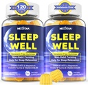 Melatonin Free Sleep Gummies with Magnesium Glycinate, GABA, 5-HTP, L-Theanine, Valerian, Chamomile, Lemon Balm, Vitamin D3 & B6 - Hormone & Drug- Free, Non-Habit Forming,2 Pack 2