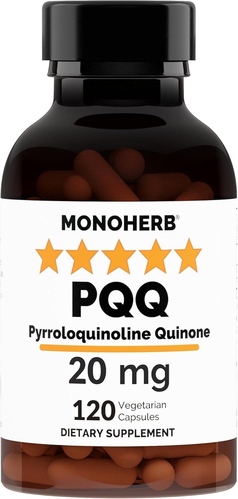 MONOHERB PQQ 20 milligrams - PQQ Supplement, Pyrroloquinoline Quinone, 120 Capsules 2