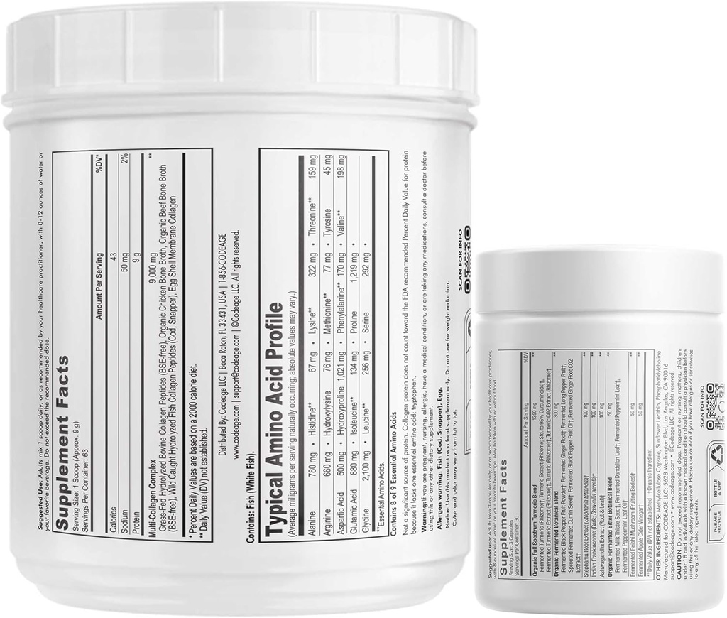 Joint & Immune Support Duo: Collagen Peptides Powder and Turmeric 3