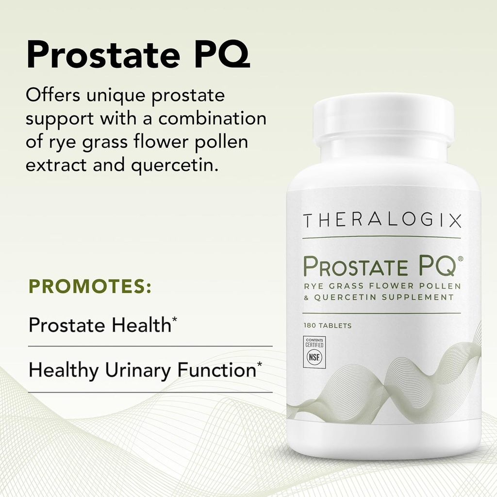 Theralogix Prostate PQ - Rye Grass Pollen Extract & Quercetin Supplement - 90-Day Supply - Antioxidant Support for Prostate & Pelvic Health & Urinary Tract Function* - NSF Certified - 180 Tablets 5