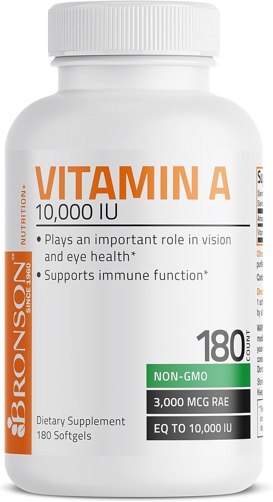 Bronson Vitamin A 10,000 IU Premium Non-GMO Formula Supports Healthy Vision & Immune System and Healthy Growth & Reproduction, 180 Softgels 4