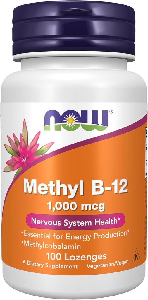 NOW Supplements, Methyl B-12 (Methylcobalamin) 1,000 mcg, Nervous System Health*, 100 Lozenges 2