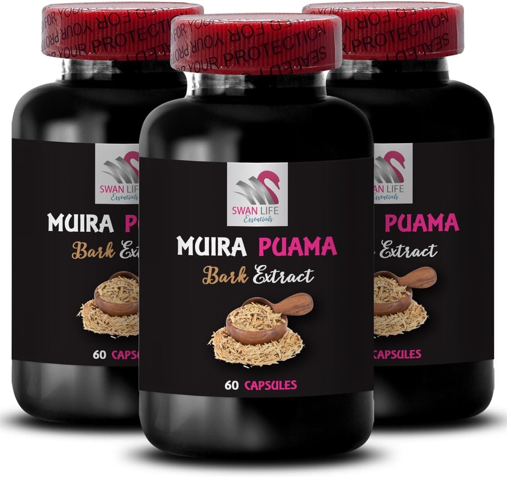 Energy Source - MUIRA PUAMA BARK EXTRACT - Herbal Vitality, Resilience Lift, Daily Boost, Botanical Power, Enhancement, Energizing Source, Energy Source, Plant Synergy 3 Bottles 180 Capsules 2