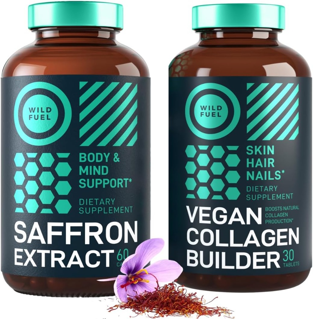 WILD FUEL Vegan Collagen Builder and Saffron Extract Vegan Bundle 2