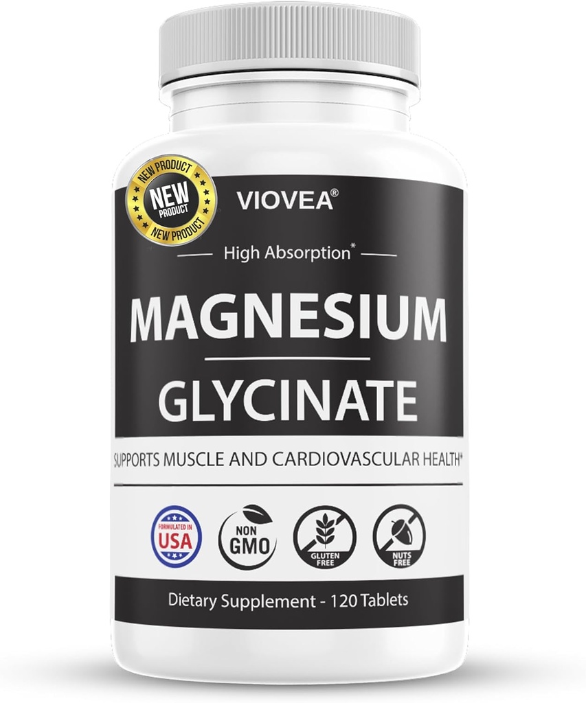 Magnesium Glycinate - Made in USA, 400mg per Serving, 120 Tablets, 100% Chelated for Higher Absorption, Non-GMO and Gluten-Free, Supports Muscle, Bones and Heart Well-Being 2