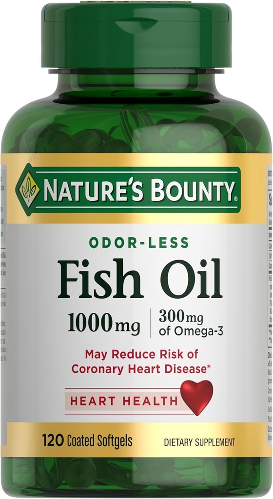 Nature's Bounty 300 mg Omega-3 Fish Oil 1000 mg Softgels 120 Coated Soft Gels (Pack of 2) 4