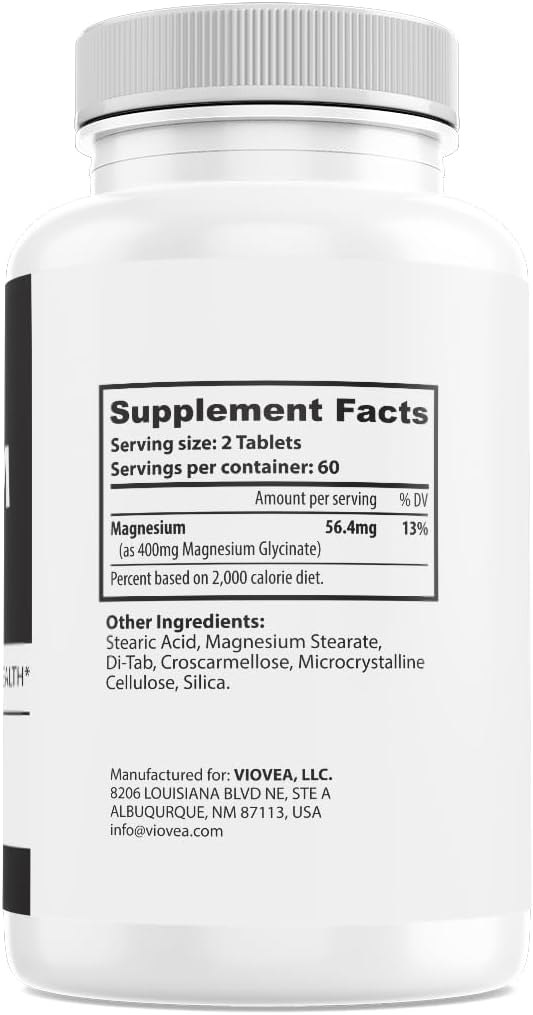 Magnesium Glycinate - Made in USA, 400mg per Serving, 120 Tablets, 100% Chelated for Higher Absorption, Non-GMO and Gluten-Free, Supports Muscle, Bones and Heart Well-Being 3