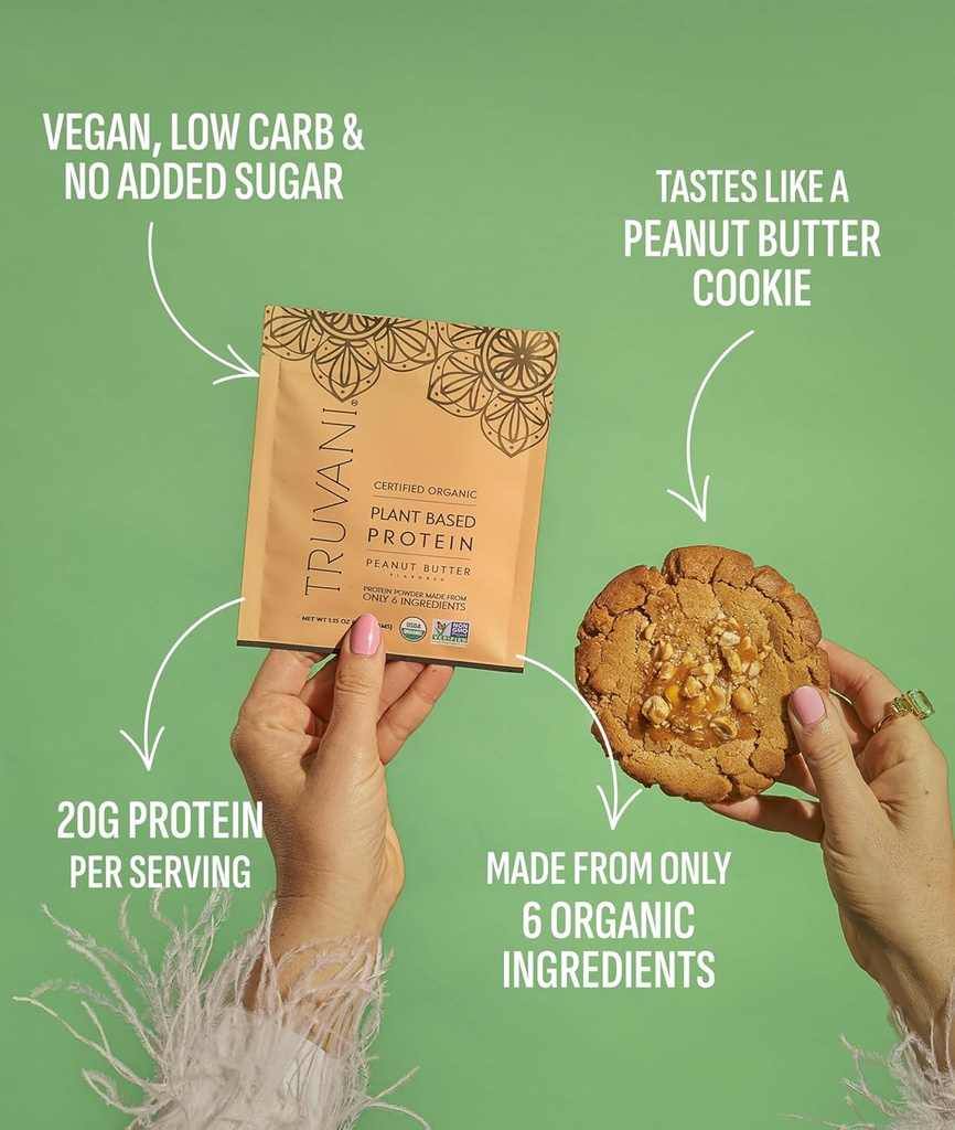 Truvani Vegan Pea Protein Powder | Peanut Butter | 20g Organic Plant Based Protein | 20 Servings | Keto | Gluten & Dairy Free | Low Carb | No Added Sugar 4