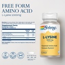 SOLARAY L Lysine - Free-Form Essential Amino Acid - Immune Support Supplement with 1000mg L-Lysine, 1000mg Vitamin C and 25mg Chelated Zinc - Lab Verified, 60-Day Guarantee, 30 Servings, 90 Tablets 3