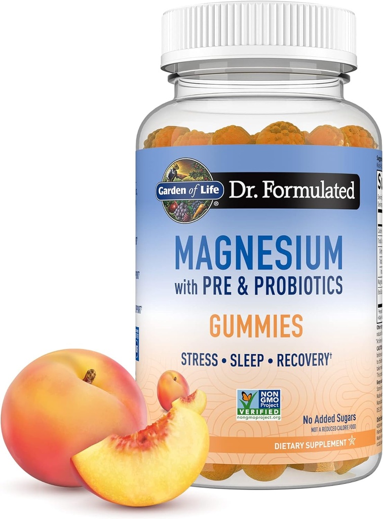 Garden of Life Magnesium Citrate Supplement Gummies with Prebiotics & Probiotics for Stress, Sleep & Recovery - Vegan, Gluten Free, Kosher, Non-GMO, No Added Sugars, Peach Flavor, 60 Count 2