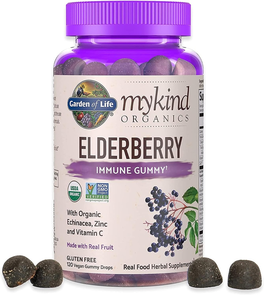 Garden of Life Organics Elderberry Gummies for Adults & Kids - Immune Support Supplement with Organic Fruit & Organics Turmeric Inflammatory Response Gummy - 120 Real Fruit Gummies for Kids & Adults 3