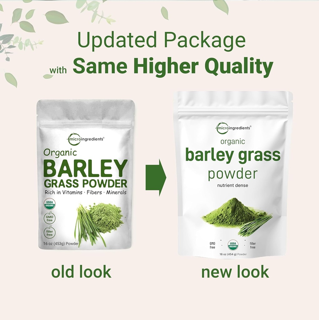 Organic Barley Grass Powder, 16 Ounces | US Grown | Rich in Vitamins, Minerals, Fibers, & Antioxidants | Superfood Greens Mix for Immune Health and Digestion Support | Non-GMO 4