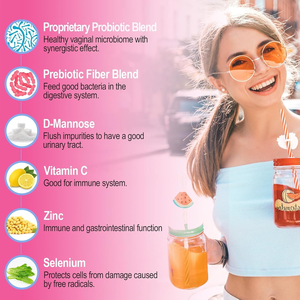 Vaginal Probiotics, PH Balance for Women, 70 Billion CFUs Womens Probiotic for Vaginal Health, Urinary, Odor Control, Flor, Ph Balance & Hormone, with Prebiotic & D-Mannose - Shelf Stable, 60 Caps 5