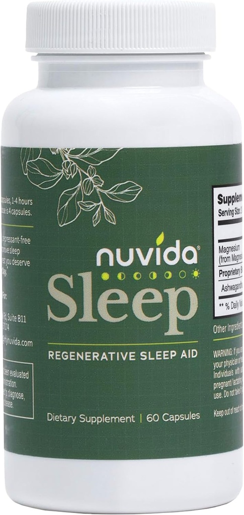 Sleep Regenerative Sleep Aid Restful Nights with No Melatonin | Ashwagandha, L-Theanine, GABA, and Magnesium Glycinate | Non-Habit Forming Sleep Aid for Adults | 60 Capsules - 60 Count 2