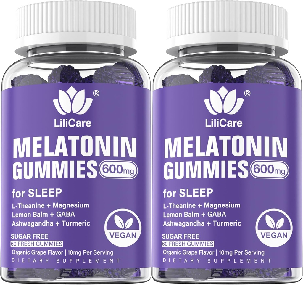 Melatonin 20mg Gummies for Adults (2 Packs) Extra Strength with L-Theanine, Ashwagandha, Magnesium, Turmeric, GABA, Lemon Balm and Chamomile for Supports Healthy Circadian Rhythm, Grape Flavor 2