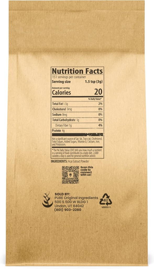 PURE ORIGINAL INGREDIENTS Berry Powder Bundle, (1 lb Each) Acai Powder, Goji Berry Powder, Blueberry Powder, Herbal Supplements 4