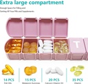 MOLN HYMY Extra Large Weekly Pill Organizer 7 Day, XL 1 Week Pill Dispenser Case, Daily Medicine Organizer to Hold Vitamin Filsh Oil and Supplements (Pink) 4