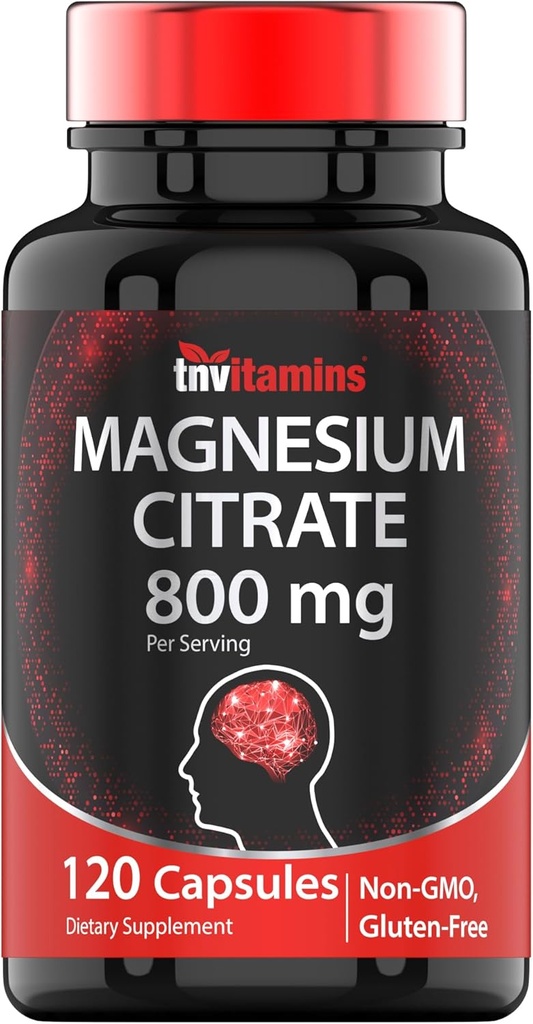 TNVitamins Magnesium Citrate 800 MG - 120 Capsules | Two Month Supply! | Pure Magnesium Citrate Powder Capsules | Citrato De Magnesio | Non-GMO | Produced in The USA! 2