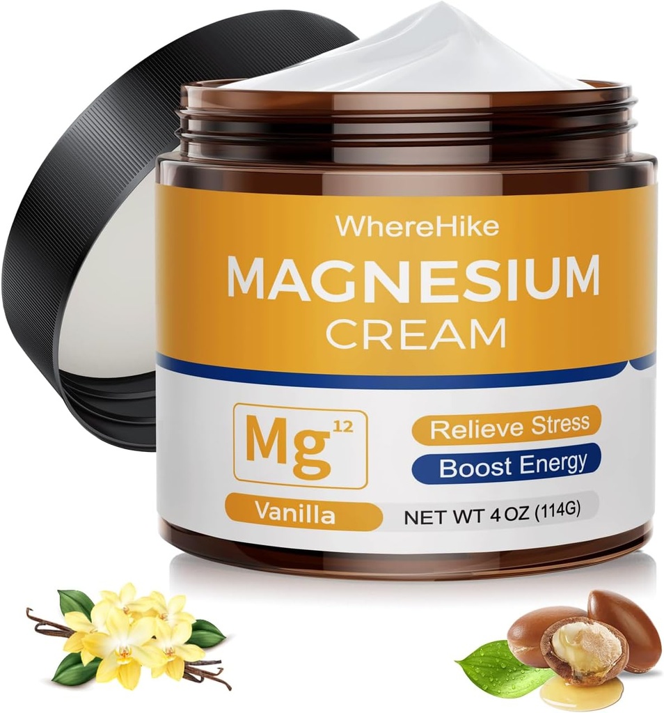 Natural Topical Magnesium Cream for Sleep,Nighttime Magnesium Lotion for Pain and Leg Cramps,Muscle Relaxation,Calm,Deep Hydration for Skin Care.(Vanilla) 2