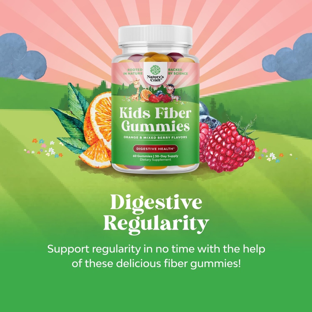 High Prebiotic Fiber Gummies for Kids - Dietary Fiber Supplements for Digestion & Constipation - Chicory Root Kids Immune Gummies - Non-GMO & Vegan Digestive Nutritional Supplements - 60 Count 6