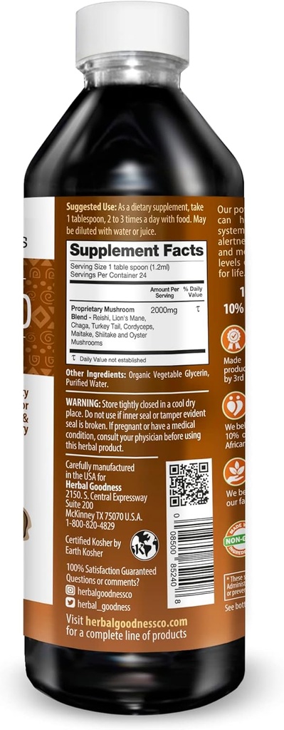 Nootropic Mushrooms, Lions Mane, Lion's Mane Mushroom Supplement, Mental Clarity and Focus Supplements, Immune Support, Mushroom Blend Extract, Lion Mane Mushroom Supplement - Herbal Goodness 12oz 3