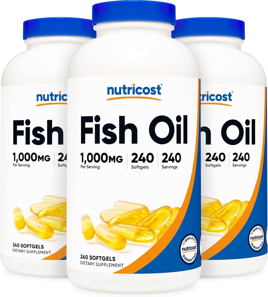Nutricost Fish Oil 1000mg (560mg of Omega-3), 240 Softgels (3 Bottles) 2