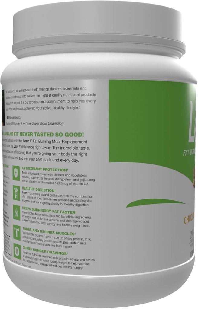 Lean1 Meal Replacement Protein Powder, Chocolate Peanut Butter Flavor, 15-Serving Tub. 6