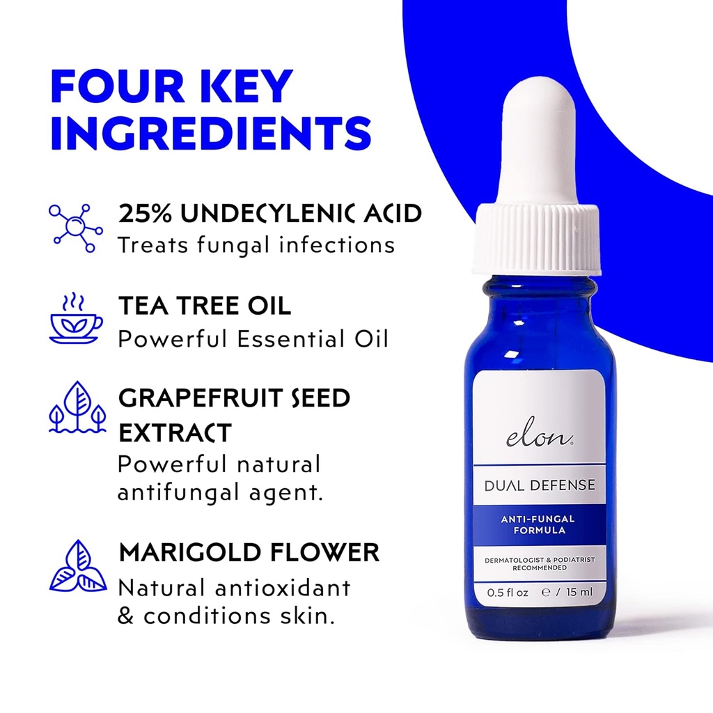 Elon Dual Defense Anti-Fungal Formula | 25% Undecylenic Acid | Treat & Eliminate Nail Fungus | Dermatologist & Podiatrist Recommended 4