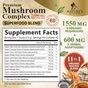 Mushroom Powder Supplements 2200mg - 11 in 1 Complex Formula Powder with Organic Lions Mane, Reishi, Cordyceps, Chaga, Turkey Tail Mushroom Extract Supplement for Memory & Brain Support - 60 Servings 3