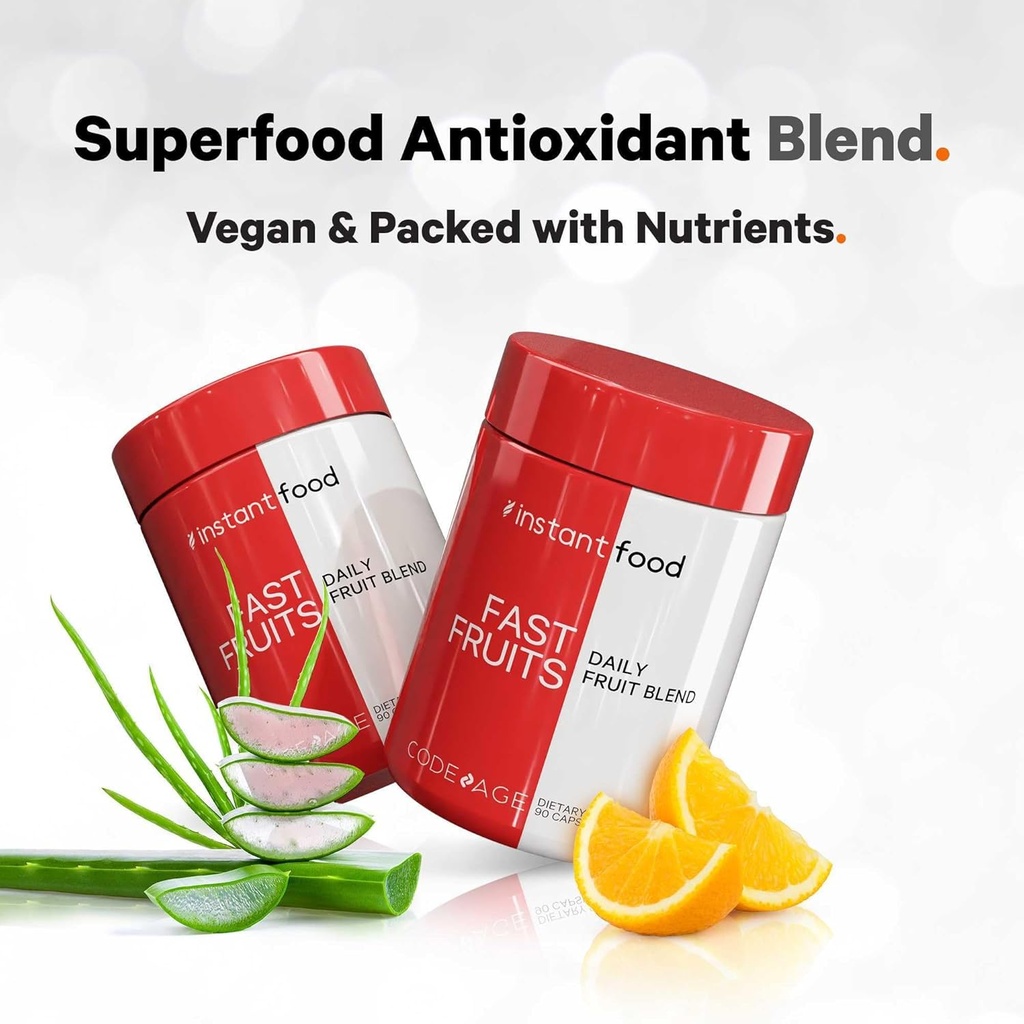 Codeage Instantfood Fast Fruits, Over 15 Fruits Powders Equivalent All-in-One, Vegan Daily Whole Food Vitamins - Berries, Antioxidant Polyphenols & Bioflavonoid Multivitamin, Non-GMO, 90 Capsules 6