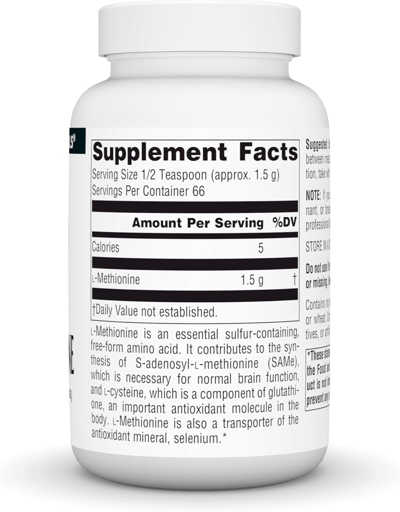 Source Naturals L-Methionine Free-Form Powder - Amino Acid Supplement - 100 Grams 3