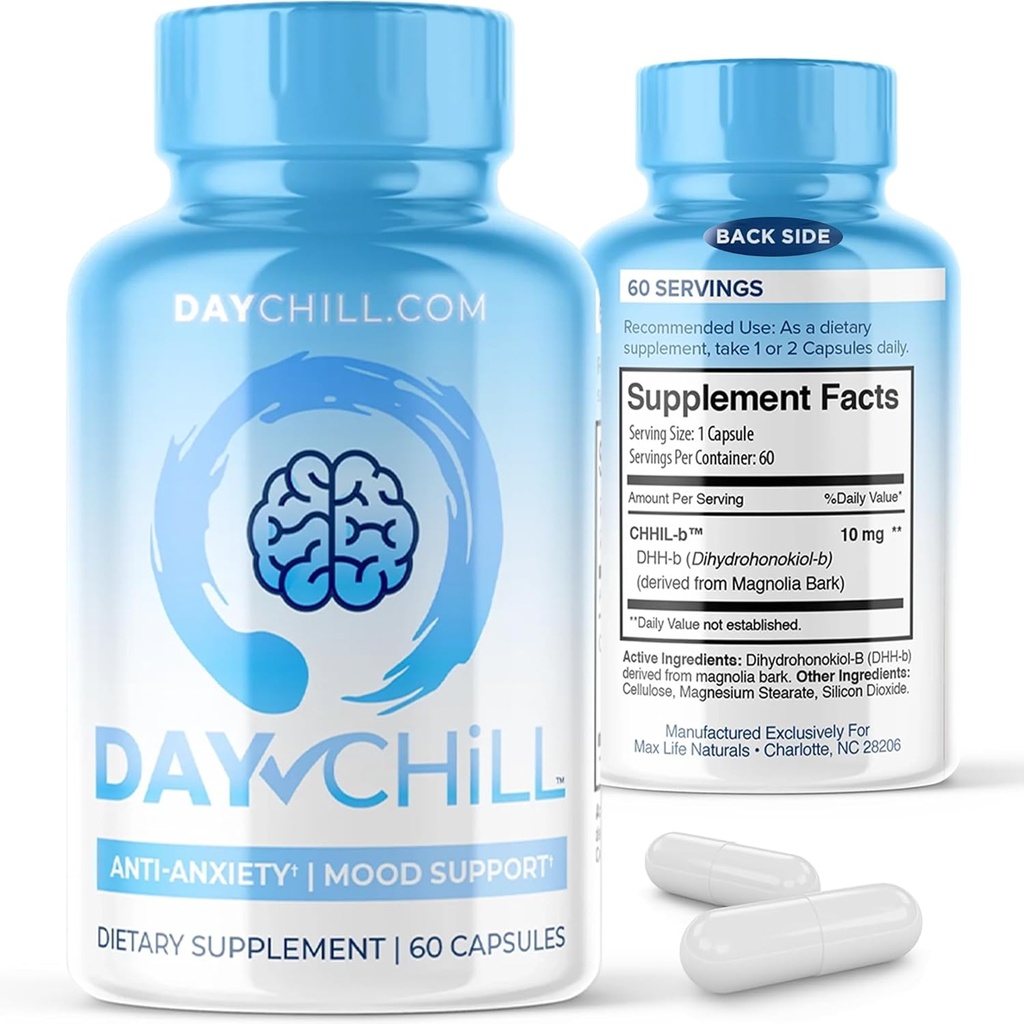 Chill Pill Happy Pills Mood Stabilizer Women and Men with Magnolia Bark 60 Capsules Formulated in USA - DHH-B Dihydrohonokiol-B Calm Pills Minerals and Chill Formula for Relaxation and Health Balance 2