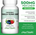 Maxi Health Omega Yums 1000 - Kid Friendly - Fruity Burst Flavor - 110 Softgel Capsules - Kosher 3