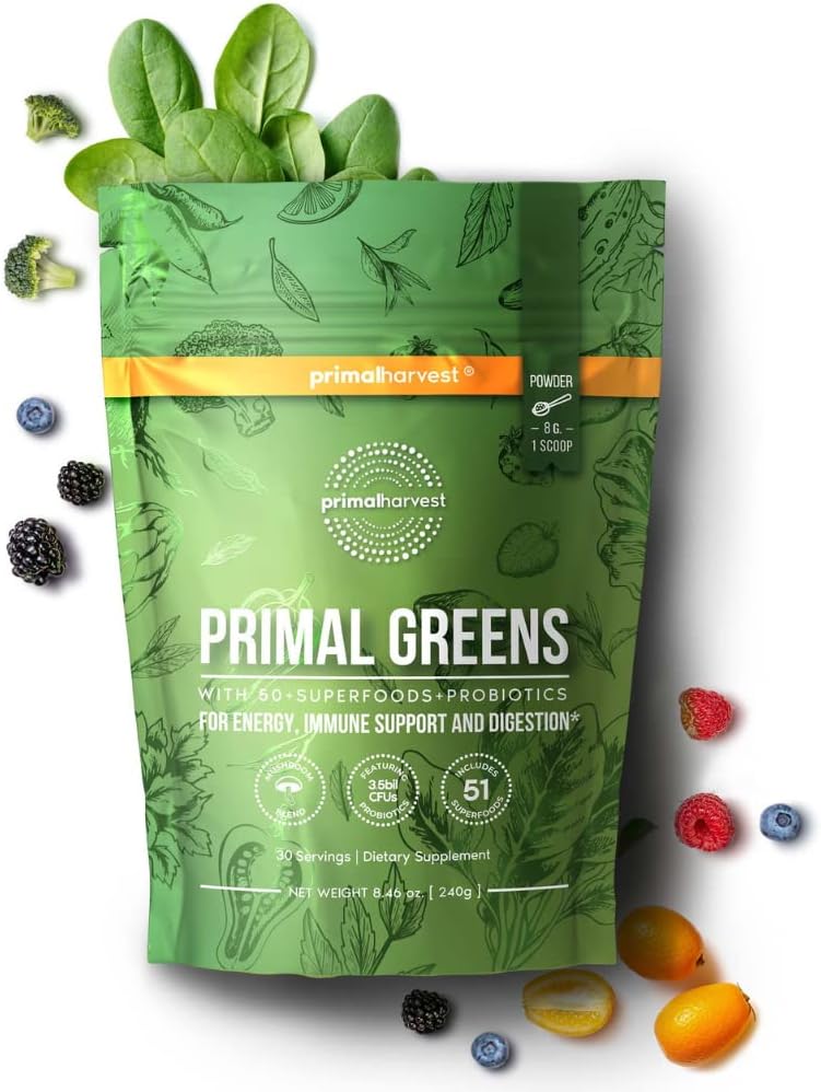 Primal Harvest Primal Total Male+ & Primal Greens Men's Multivitamin and Nutritional Supplement with Ginseng, Vitamins D and B, zinc, probiotics and More, Gluten and Dairy Free 3