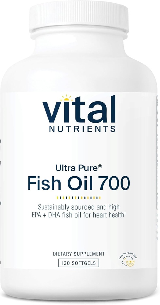 Vital Nutrients Ultra Pure® Fish Oil 700 | Supports Heart, Brain, and Joint Health* | Sustainably Sourced High EPA & DHA Omega-3 Fatty Acid | Lemon Flavor | Gluten, Dairy & Soy Free | 120 Softgels 2
