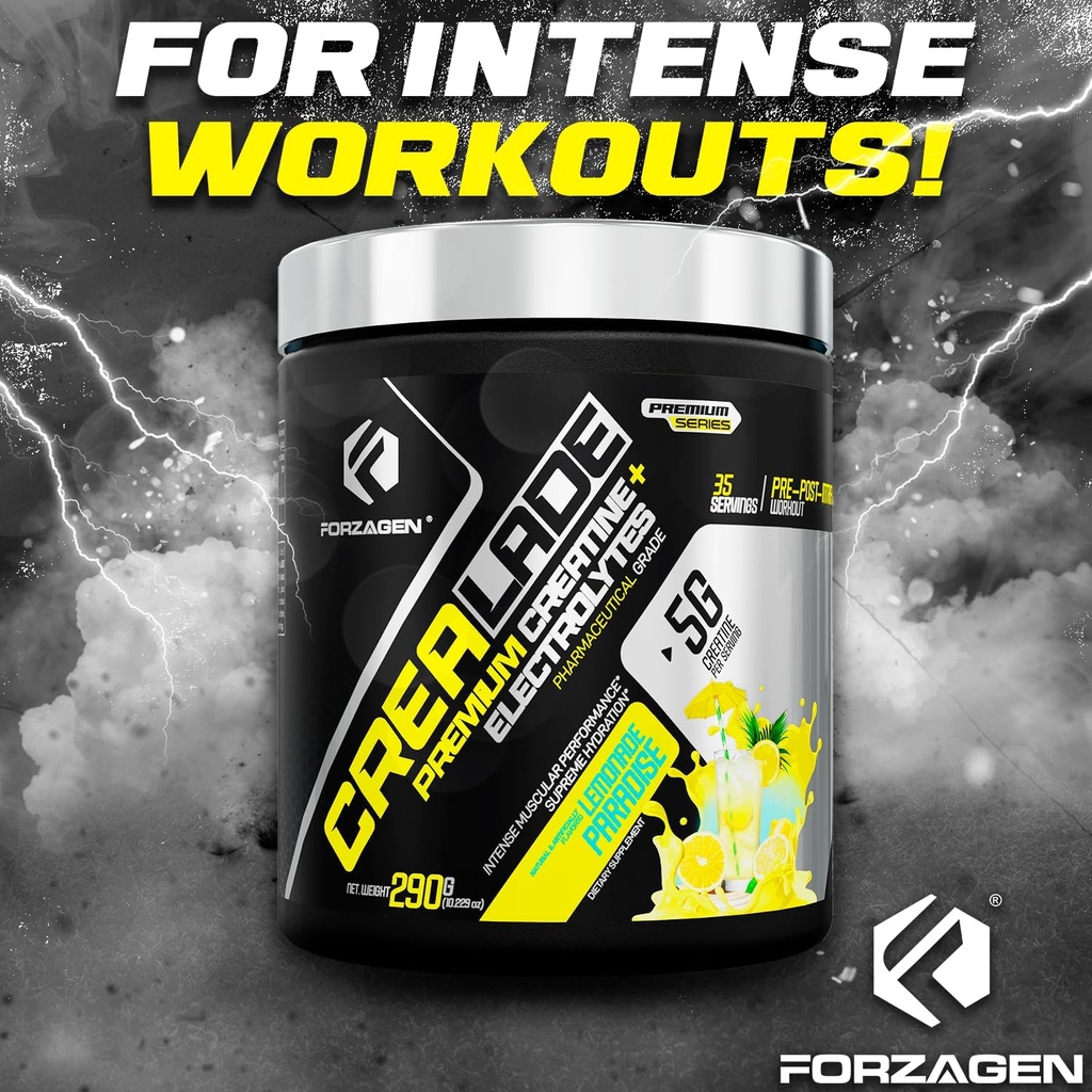 Forzagen CREA-Lade 35 Servings, Premium Creatine Monohydrate with Electrolytes Flavored Lemonade Paradise 6