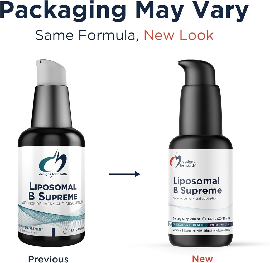Designs for Health Liposomal B Supreme - Liquid B Vitamin Complex with Superior Absorption - Folate, Vitamin B12, B6, Biotin, TMG + More - Oral Delivery Pump with Citrus Flavor (50 Servings / 1.7oz) 5