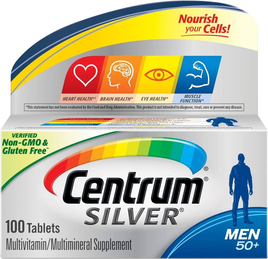 Centrum Silver Multivitamin for Men 50 Plus, Multivitamin/Multimineral Supplement with Vitamin D3, B Vitamins and Zinc, Gluten Free, Non-GMO Ingredients - 100 Count 2