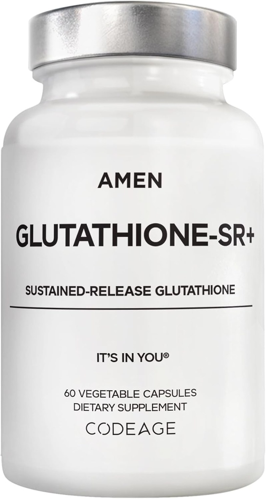 Amen Glutathione-SR+ Advanced Sustained-Release Supplement - 2-Month Supply - Reduced L-Glutathione - Galactomannans Fenugreek Seed - Time-Reduced Matrix - Non-GMO - 60 Capsules 2