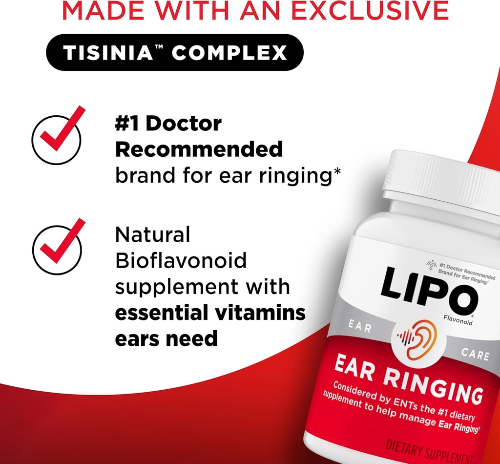 Lipo-Flavonoid Plus Tinnitus Relief - Doctor-Recommended for Ringing Ears - Clinically-Proven Lemon Bioflavonoid Complex with Vitamins C, B1, B2, B6, B12, & Calcium - 500 Caplets 3
