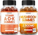 ADK Vitamin D3 K2 (60 Gummies) D & K - 10 Vegan Supplement with Raspberry Flavor and Mushroom 10 in 1 Blend (120 Gummies) Focus & Brain Mushroom Supplement for Adults - Vegan Safe & Made in USA 2