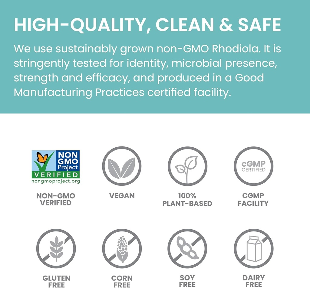 Himalaya Rhodiola Rosea - Herbal Energy Supplements for Supporting Stress Relief, Energy, and Exercise Endurance - Vegan, Gluten Free, 250 mg, 60 Capsules 5