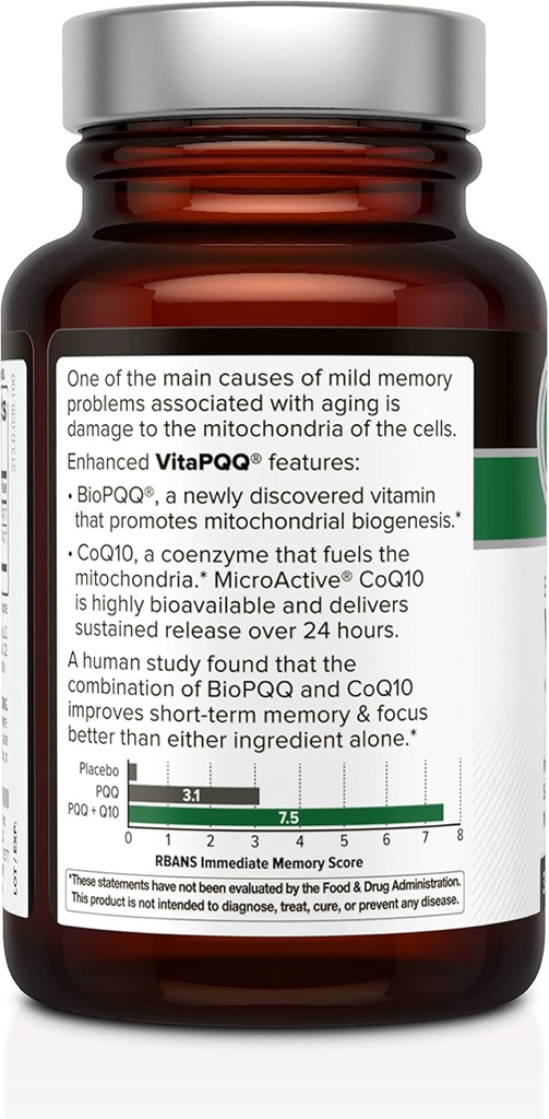 Quality of Life VitaPQQ with MicroActive CoQ10-SR Premium Supplement - Anti Aging, Memory, Energy, Focus, Cognitive and Heart Health - 30 Vegicaps 4